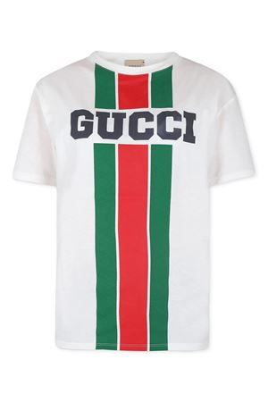 tshirt in cotone bianco GUCCI KIDS | 575114XJGN79214